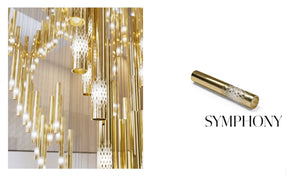 SYMPHONY Diamond-Lattice Gold Rod Suspension Collection – A Statement Piece for Grand Dining & Living Spaces