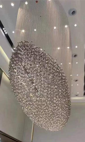 Silver Mist Crystal Cluster Chandelier – A Statement Piece for Grand Atrium Ceilings