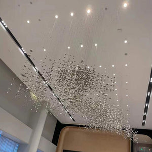 Silver Mist Crystal Cluster Chandelier – A Statement Piece for Grand Atrium Ceilings