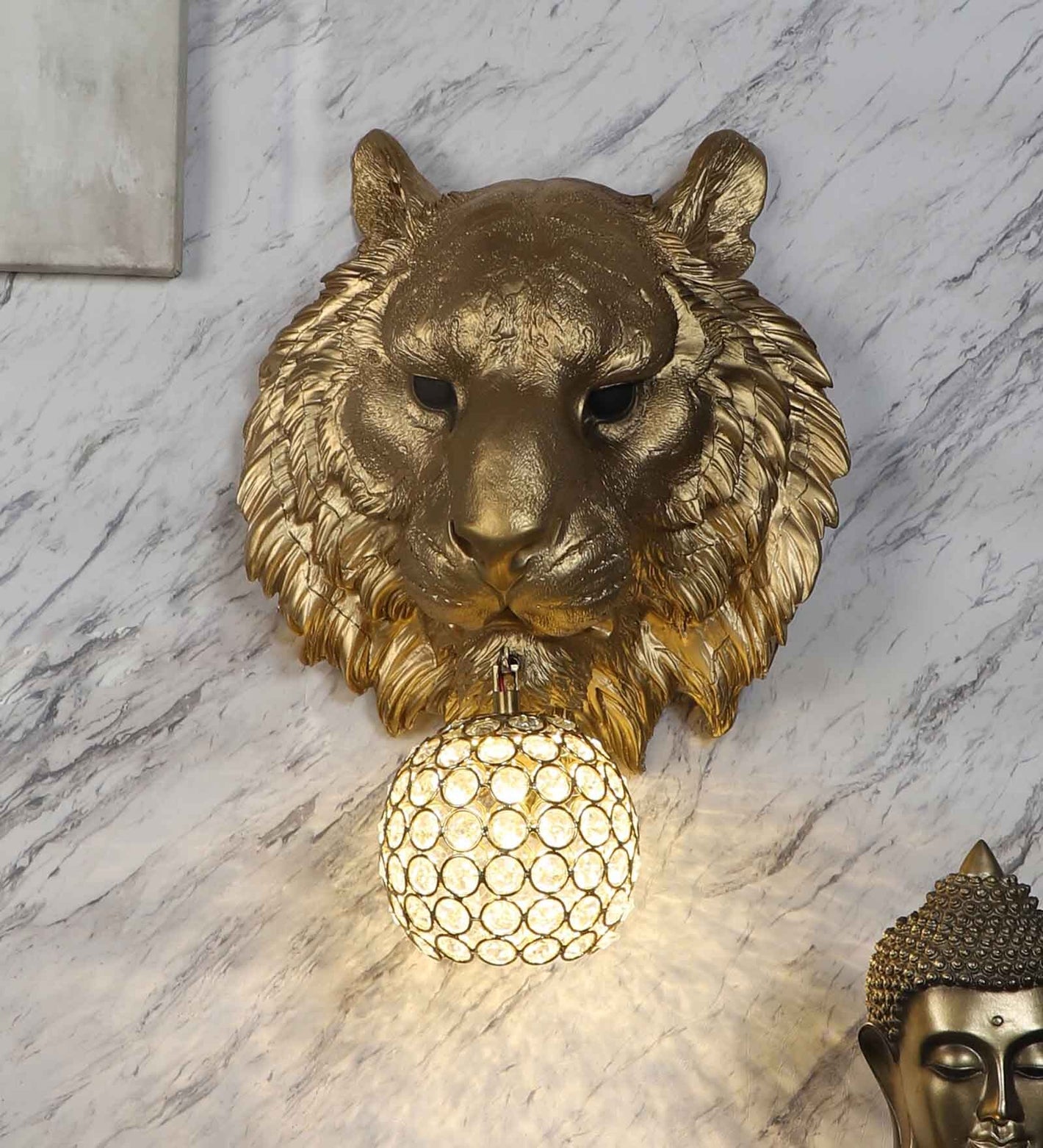 Tiger Gold Acrylic Wall Light | LION-GOLD | Included Bulb | Eliante by Jainsons Lights
