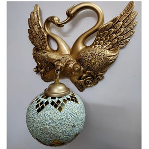 JS-LBR Twin Swan With Craft Glass Novelty Wall Lights