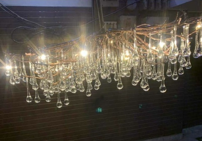 Twisted Copper Branch Canopy Chandelier – full view