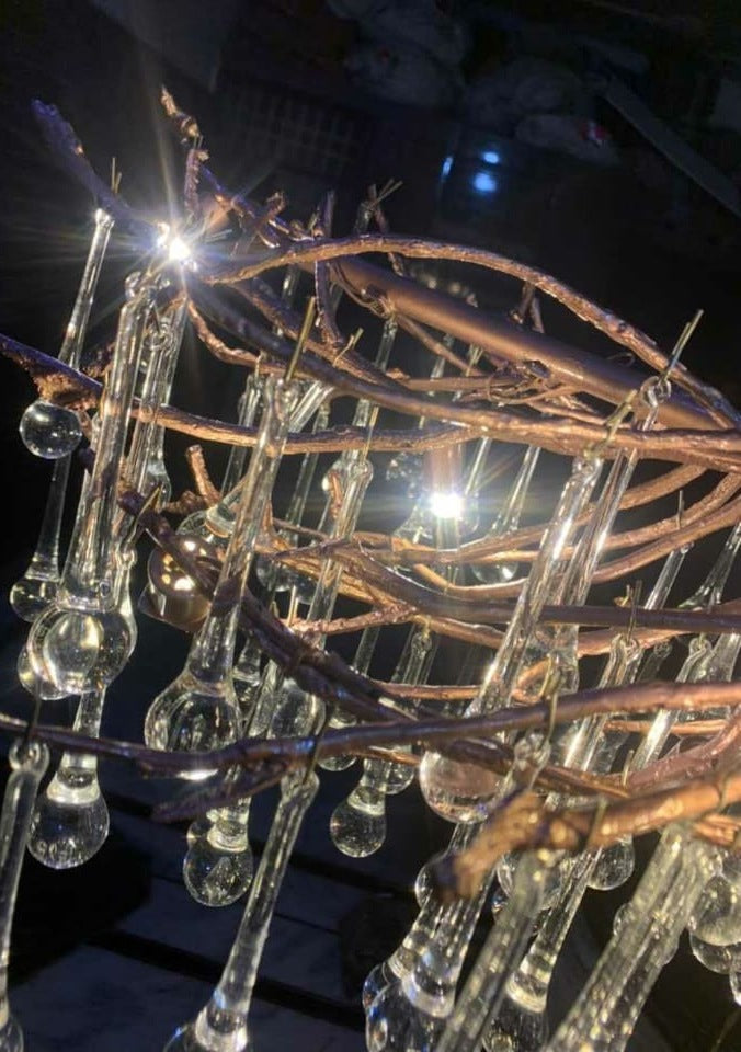Twisted Copper Branch Canopy Chandelier – detail view 1