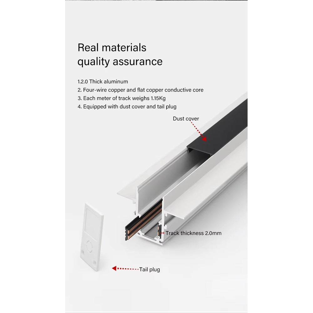 White track — recessed DALI quality features (real materials)