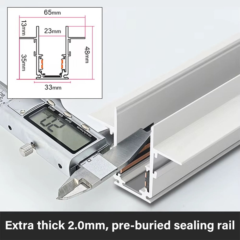 White track — extra-thick 2.0mm pre-buried sealing rail