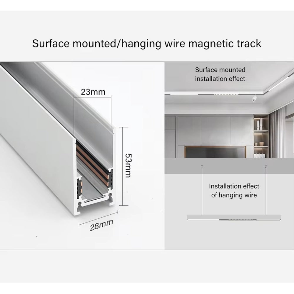 White surface-mounted / hanging-wire magnetic track