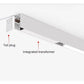 White track close-up — tail plug + integrated transformer