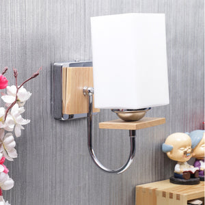 Silver-Wooden Metal Wall Light -S-200-1W - Included Bulb