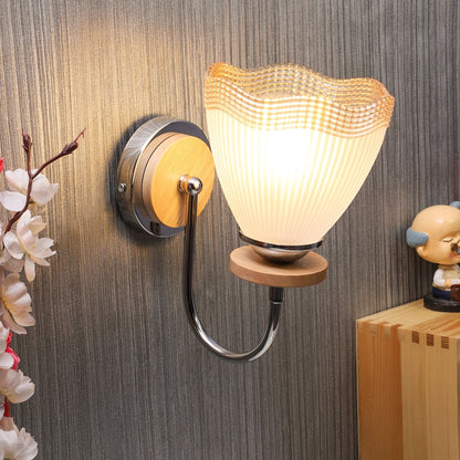 Silver-Wooden Wood- Metal Wall Light S 201 1W