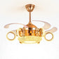 JS-FO - FI-7795 High Speed Modern Chandelier Fans French Gold Finish Acrylic Blades Size 1070mm