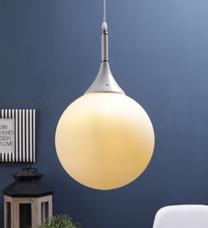 White Metal Single Hanging Light | 10"-DOOM-MF | Included Bulb | Eliante by Jainsons Lights