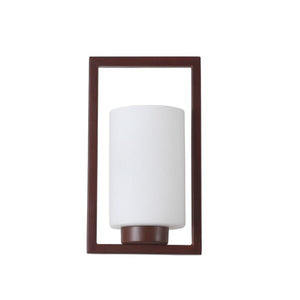 JS-VP S-404-1W Modern Wall Lights 1xE27 Mild Steel & Glass Material Dark Wood & White Finish