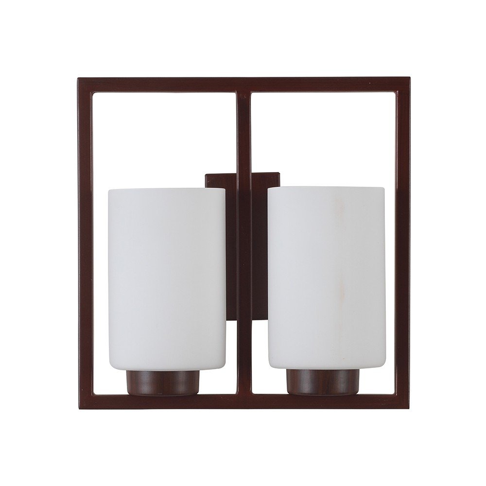 Dark Wood & White Wall Lights