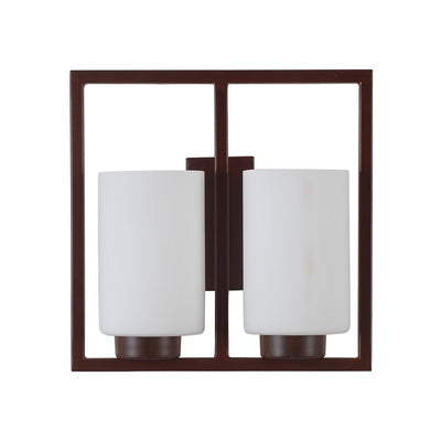JS-VP S-404-2W Modern Wall Lights 2xE27 Mild Steel & Glass Material Dark Wood & White Finish