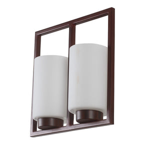JS-VP S-404-2W Modern Wall Lights 2xE27 Mild Steel & Glass Material Dark Wood & White Finish