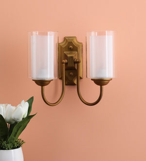 Lyon Glass Wall Mounted Uplight Sconce (Gold) | S-191-2W | Included Bulb | Eliante by Jainsons Lights