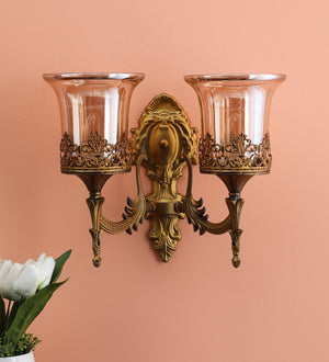 Persian Gold Glass Wall Sconces | S-197-2W | Included Bulb | Eliante by Jainsons Lights