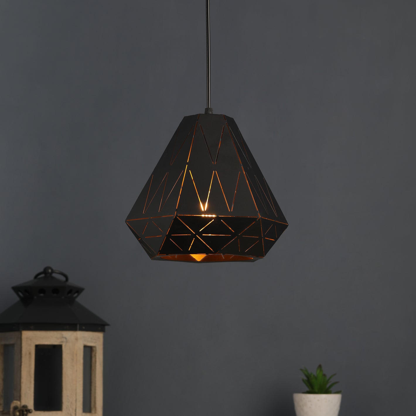 Black Metal Single Hanging Light - Z-329-1P - Included Bulb