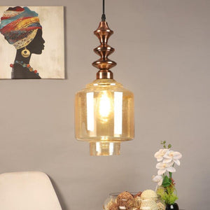 ELIANTE Copper Iron Base Gold Glass Shade Hanging Light - Z-630-1Lp - Bulb Included