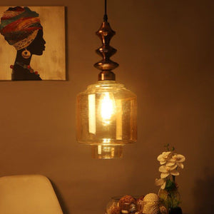 ELIANTE Copper Iron Base Gold Glass Shade Hanging Light - Z-630-1Lp - Bulb Included