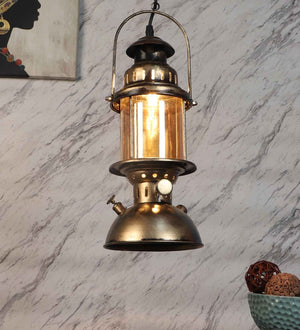 Zaal Black & Gold Iron Hanging Light | MN-104-1LP | Included Bulb | Eliante by Jainsons Lights