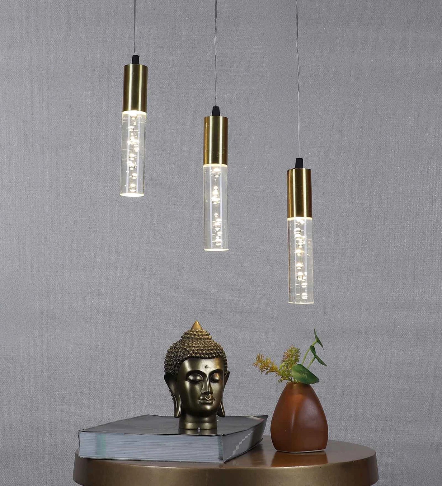 Zenlux Gold Iron Hanging Light  | Inbuilt LED | without Bulb | RJ-2022-3LP | Included Bulb | Eliante by Jainsons Lights
