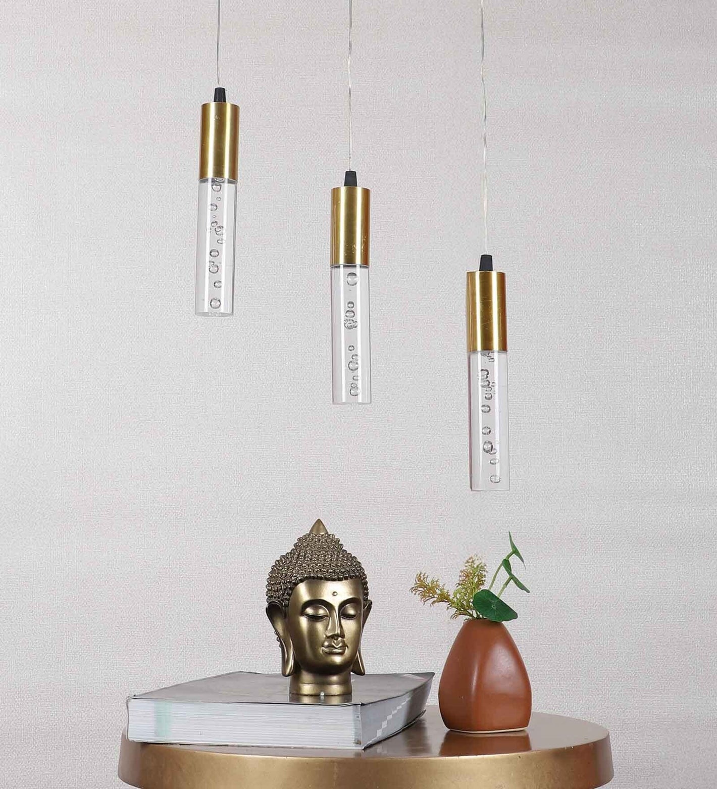 Zenlux Gold Iron Hanging Light | Inbuilt LED | without Bulb | RJ-2022-3LP | Included Bulb | Eliante by Jainsons Lights